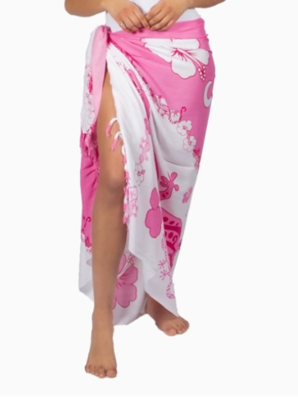 Pink & White Floral Sarong Wrap